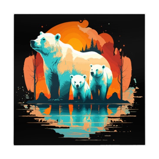 Polar Bear with cubs, Snow Spectrum Mahjong Mats
