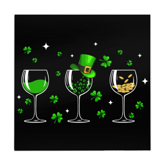 Three Wine Glasses Clover Shamrock St Patrick Day Mahjong Mats