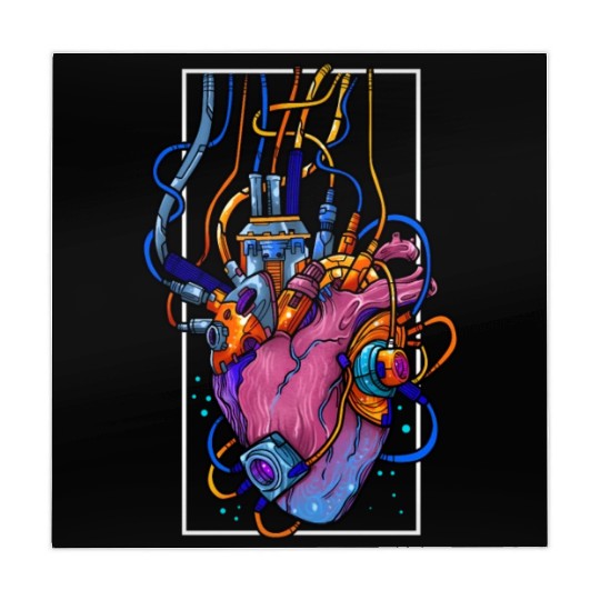Cyborg Robot Heart Vaporwave Futuristic Cyberpunk Mahjong Mats