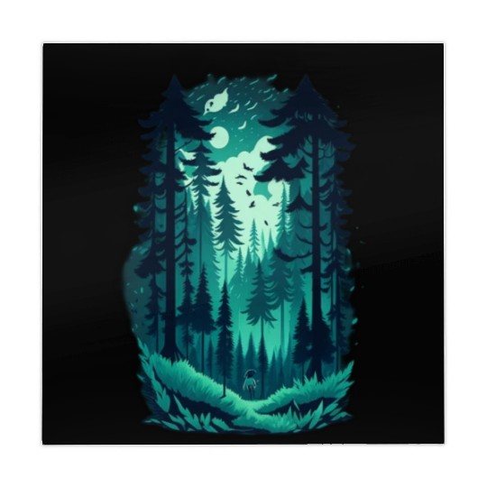 Watercolor Pine Forest Landscape Clipart, Forest B Mahjong Mats