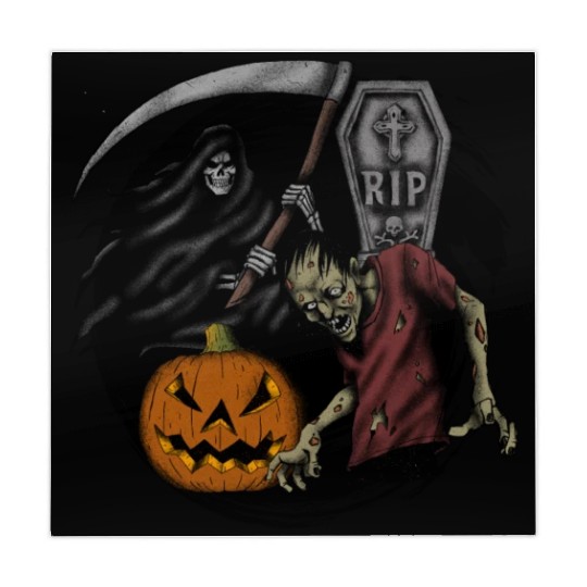 Scary pumpkin zombie Halloween grim reaper Mahjong Mats