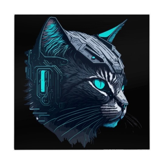 Digital cyberpunk Cat artwork Mahjong Mats