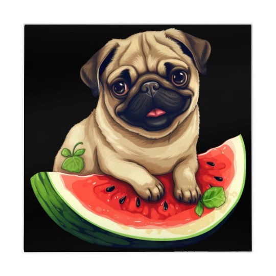 Pug with Melon, Funny Summer Design for Dog Lovers Mahjong Mats