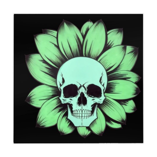 Green Toxic Sunflower Skull Vintage Style Mahjong Mats