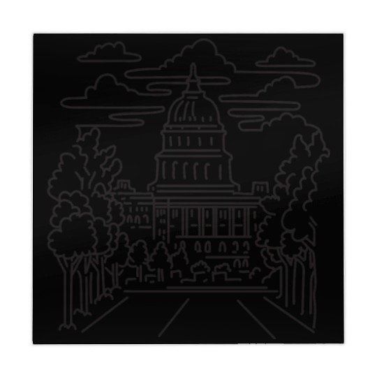Capitol Building Washington DC USA Mono Line Art Mahjong Mats