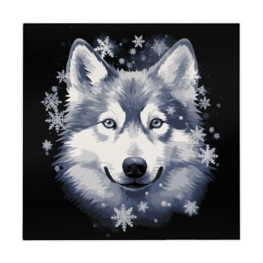 Husky dog and snowflakes Mahjong Mats