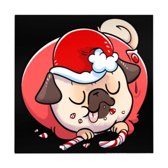 Pug Elf Candy Cane Mahjong Mats