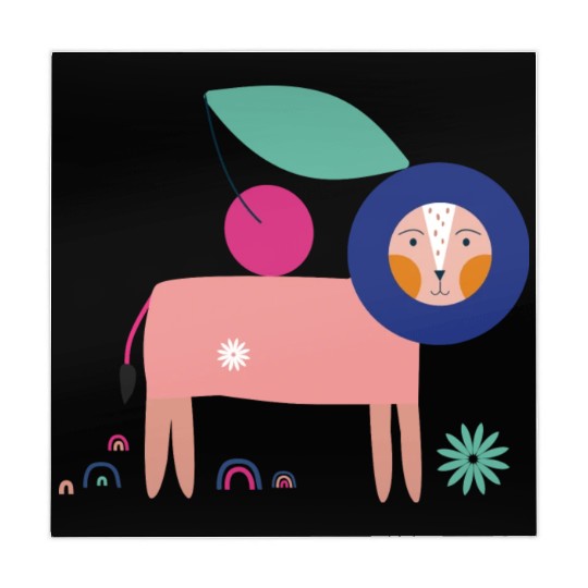 Cherry Picking Lion Kids Nature Funny Animal Mahjong Mats