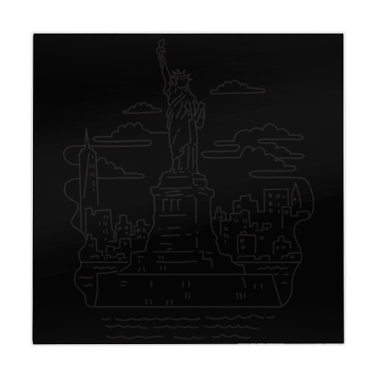 Statue of Liberty New York USA Mono Line Mahjong Mats