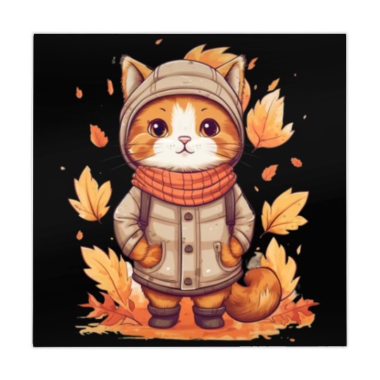 Autumn Cat Nature Leaves Season Mahjong Mats