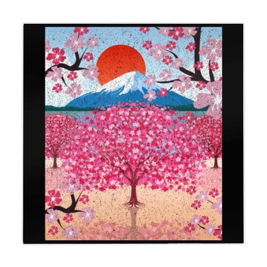 Sunset Sakura Mountains Gift Cherry Blossoms Mahjong Mats