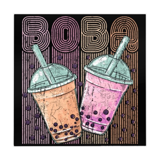 Boba Tea Design Bubbles Bubble Tea Retro Boba Mahjong Mats