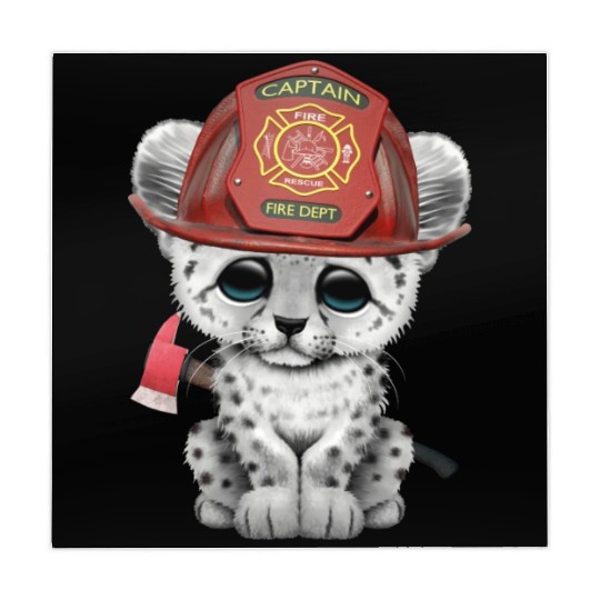 Cute Snow Leopard Cub Firefighter Mahjong Mats