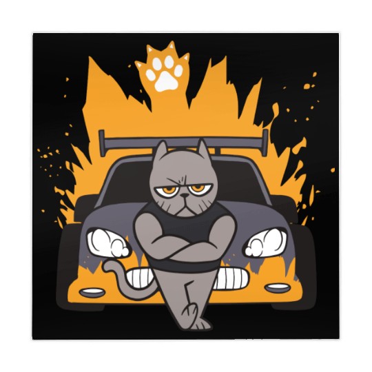 Muscle Cat On Car Mahjong Mats