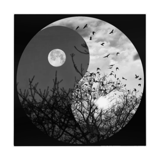 Yin and Yang of Moon and Sun in Black and White Mahjong Mats