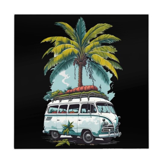 Travel car caravan summer coconut tree Mahjong Mats