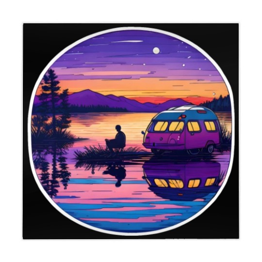 A Camper Enjoying A Peaceful Lakeside Mahjong Mats