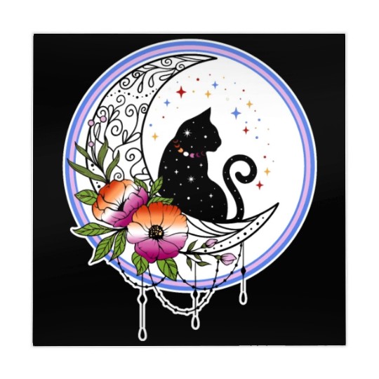 Galaxy Cat and Flowers in Lesbian Flag Colors Mahjong Mats