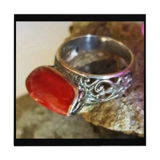 Red Coral sterling silver ring for women Mahjong Mats