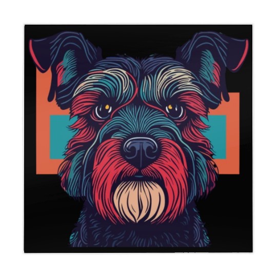 Retro Schnauzer Portrait Mahjong Mats