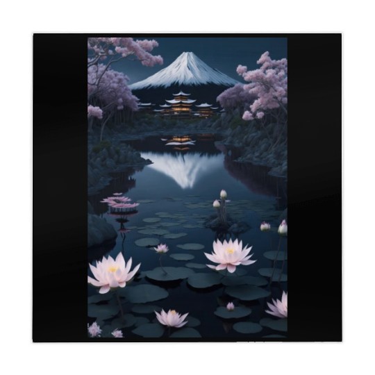 Asia Landscape by night Serene Mount Fuji Mahjong Mats