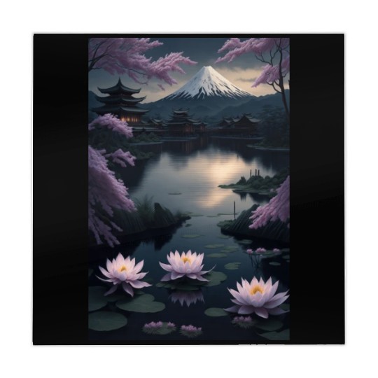 Asia Landscape by night Serene Mount Fuji Mahjong Mats