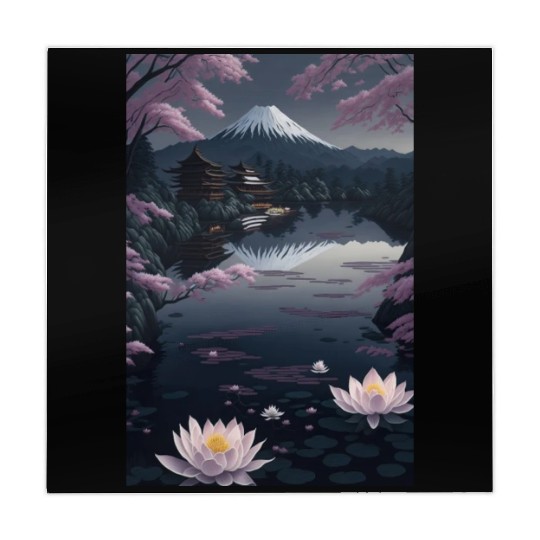 Asia Landscape by night Serene Mount Fuji Mahjong Mats
