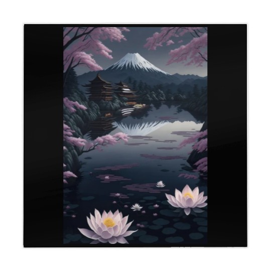 Asia Landscape by night Serene Mount Fuji Mahjong Mats