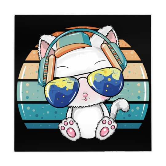 Hip Hop Music Dj Cat Kitty With Earphone Pet Mahjong Mats