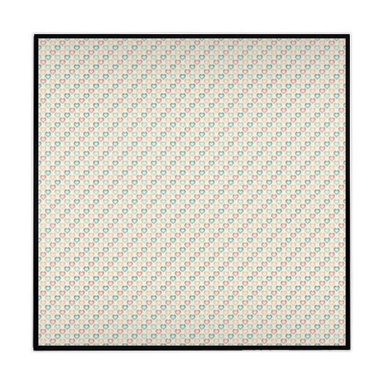 Retro Hearts Pattern Yellow Teal Coral Mahjong Mats