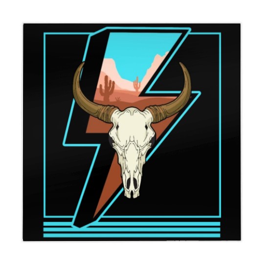 Cowboy Mahjong Mats, Lightning Cow Skull Dessert Cactus