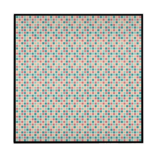 Retro Checkered Pattern Yellow Teal Coral Mahjong Mats