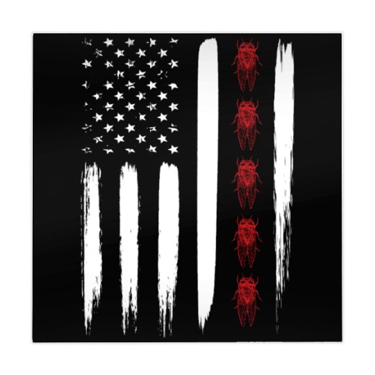 Cicada Line In Distressed Us Flag For Cicada Mahjong Mats