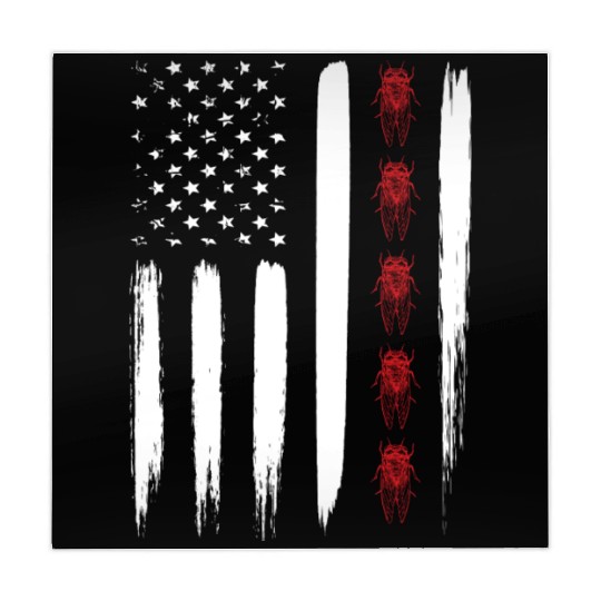 Cicada Line In Distressed Us Flag For Cicada Mahjong Mats