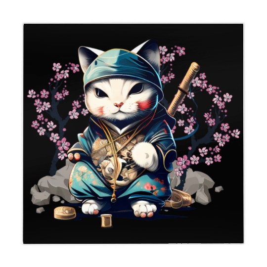 Samurai Cat Anime Kawaii Japanese Style Mahjong Mats
