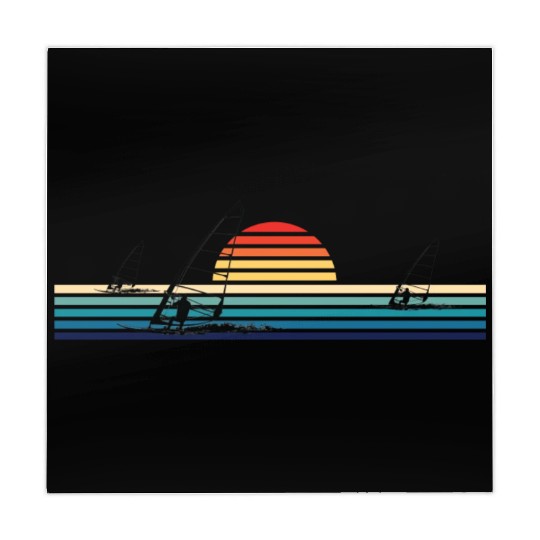 Windsurfing Retro Sunset Vintage Stripe Racing Mahjong Mats