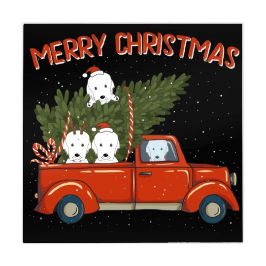 Great Pyrenees Xmas Vintage Red Pickup Mahjong Mats