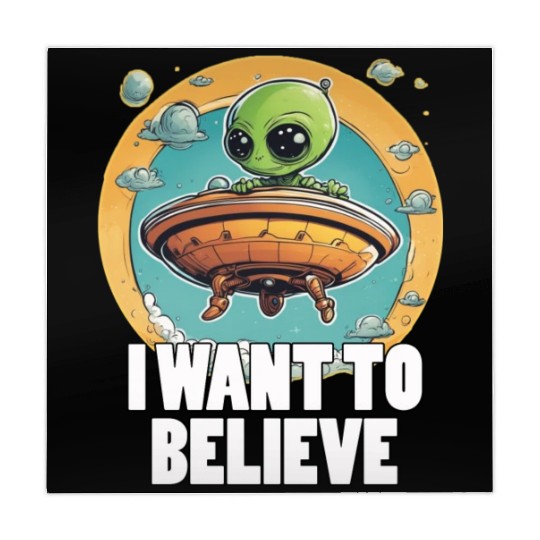 I WANT TO BELIEVE cute alien in spaceship Mahjong Mats