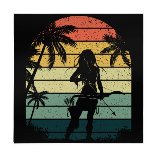 Outdoor Hunting Bow Arrow Retro Lady Archer Mahjong Mats