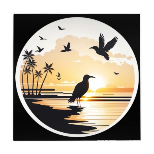 the beach sunset birds Mahjong Mats