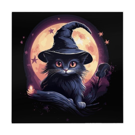 Black cat with witch hat Mahjong Mats