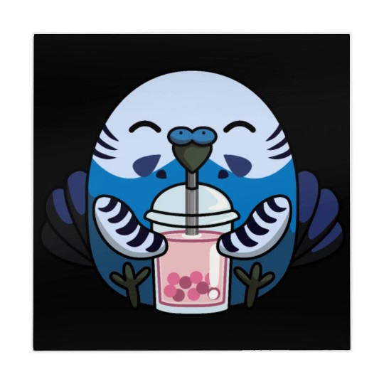 Bubbly Budgie Cute Adorable Budgie with Bubble Tea Mahjong Mats