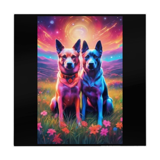 two dogs portrait lushill style artgerm and james Mahjong Mats