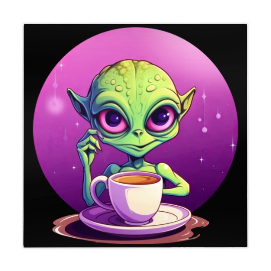 midnight Coffee: The Green Alien Drinker Mahjong Mats