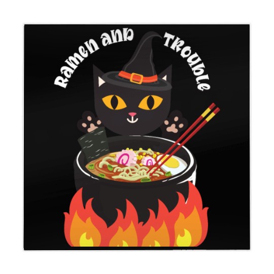 Halloween Black Cat, Ramen and Trouble Mahjong Mats