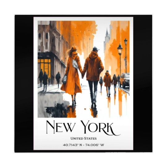 Watercolor painting loving couple in New York City Mahjong Mats