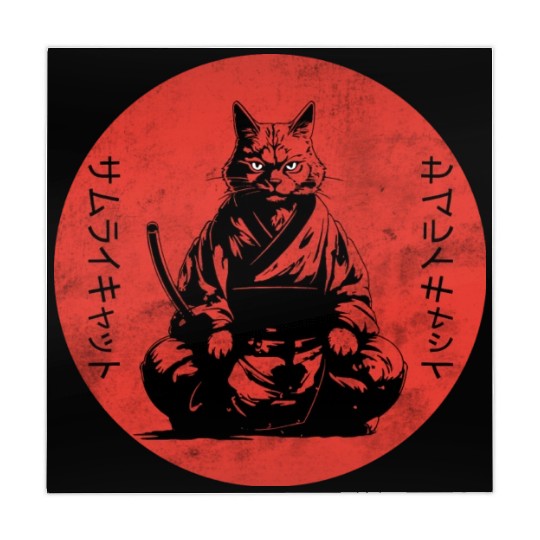 Wise Calm Vintage Retro Japanese Kitty Samurai Cat Mahjong Mats