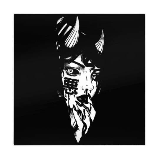 Evil Girl Japanese Cyberpunk Black and White Mahjong Mats