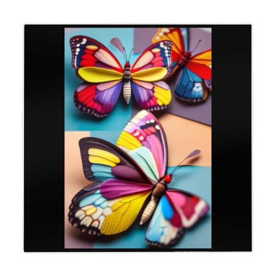 Photo collage of three butterflies made from a spo Mahjong Mats