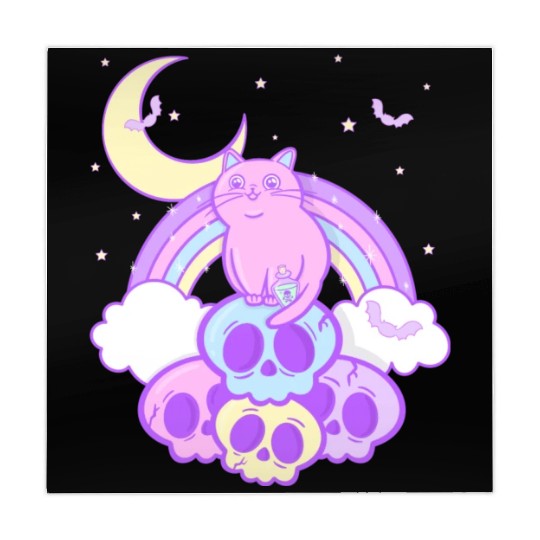 Pastel Goth Cat Skull Lover Cute Gothic Yami Mahjong Mats